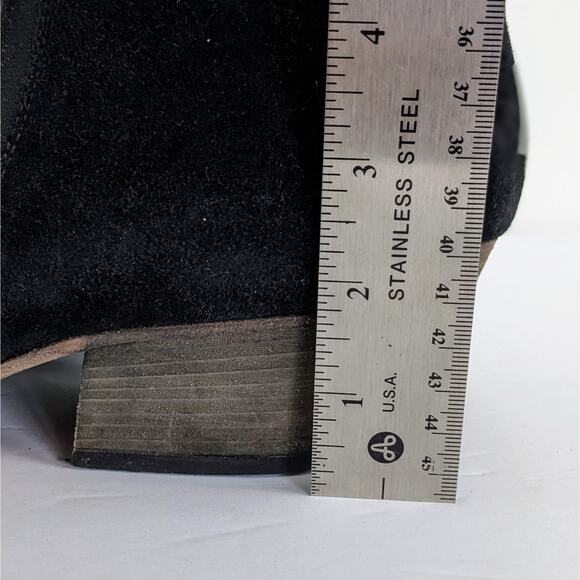 Aquatalia Ankle Boots Womens 8.5 Black Suede Low Heel Pointy Toe Zipper Booties - Picture 12 of 13